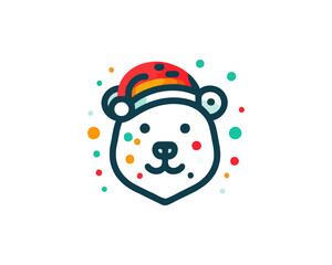
Christmas Polar Bear Logo Design Icon Vector Illustration