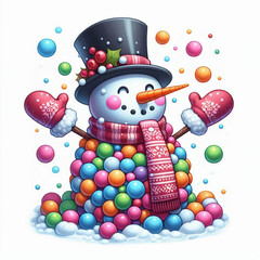 snowman with a gift
