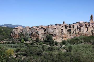 Fototapeta premium Pitigliano - the picturesque medieval town founded in Etruscan time on the tuff hill in Tuscany, Italy.