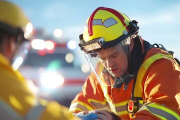 Devoted Paramedic Administering First Aid at Emergency Accident Scene