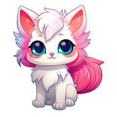 Fototapeta premium Cute little cat cartoon transparent background PNG