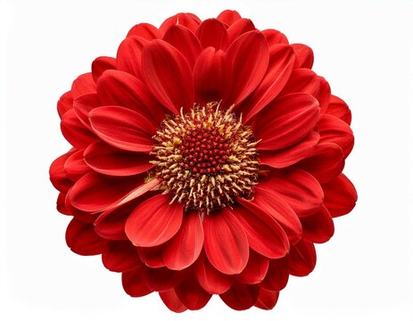 isolated top view on red flower