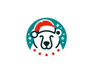 Christmas Polar Bear Logo Design Icon Vector Illustration 