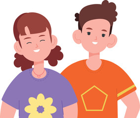 Fototapeta premium School kids. Boy and girl portrait. Color characters
