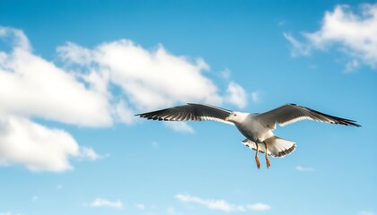 Obraz premium Free soaring black and white birds under blue sky