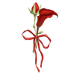 A collection of illustrations for Valentine's Day. Hand-drawn illustrations of candles, flowers, envelopes and sweets