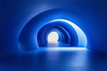Fototapeta premium Abstract Blue Tunnel Architectural Design