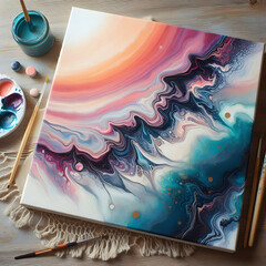 ink splash with vibrant dynamic pattern creative in artistic modern design studio