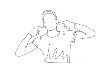Single continuous line drawing of Happy man after having his teeth checked, dental concept.  Dynamic single line draw design graphic vector illustration.
