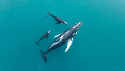 Stunning view of whales in the wild ocean: soaring in the vastness