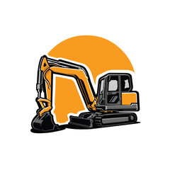 Premium mini excavator vector art illustration isolated