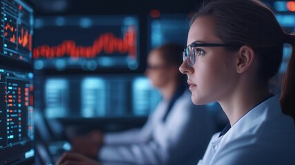 banking analytic integrate concept. Diverse team of financial analysts collaborating over a digital interface, futuristic banking tools with seamless data integration visuals