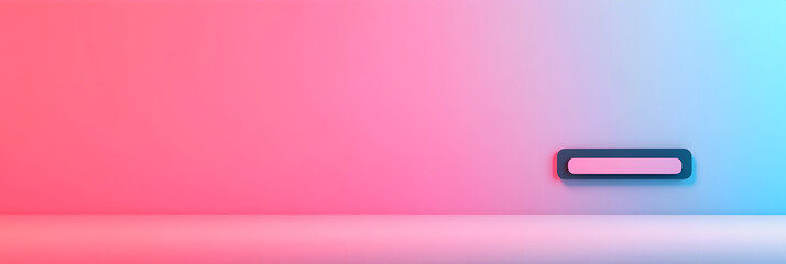 A minimalist image featuring a gradient background of pink and blue hues with a simple rectangular element at the bottom.