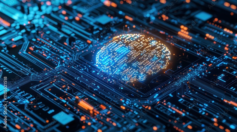 Poster glowing ai interface on digital device an intimate viewpoint in tech environment