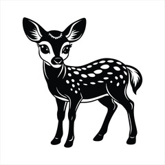 A baby deer with a white background