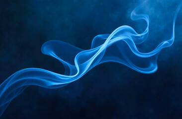 Translucent blue waves flow smoothly, creating a calming visual effect in a dimly lit background