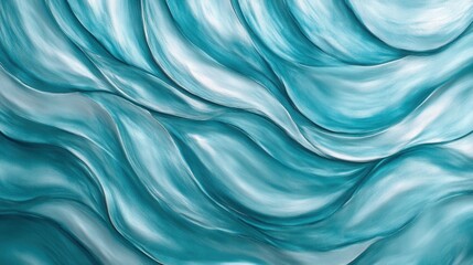 Obraz premium Abstract swirl of turquoise waves flowing gracefully in a serene artistic composition