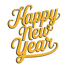 Stylish Happy New Year Gold Script Design.