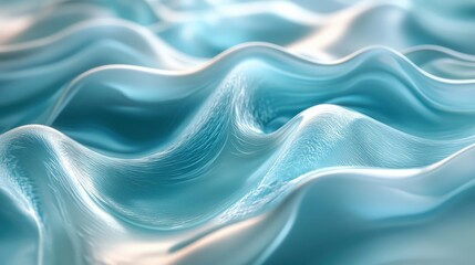 Obraz premium Soft waves of turquoise fabric flowing gently under warm sunlight in a serene setting