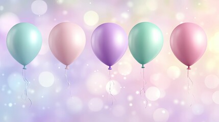 Pastel Balloons Floating Against A Soft Background