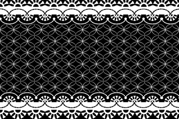 Seamless white lace pattern. Black background, illustration, vector, curtain, fashion clothing.