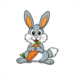 A coloring page a rabbit eating carrots