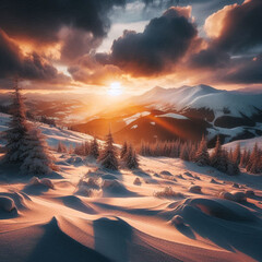 sunset in the mountains