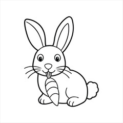 Rabbit Line art eating carrots