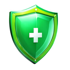 Fototapeta premium Green Shield: Health & Safety Protection isolated on transparent background