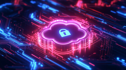 Obraz premium サイバーセキュリティを象徴するクラウドアイコン