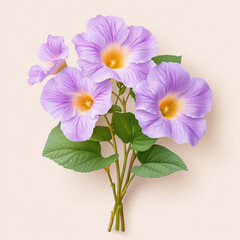 Naklejka premium Beautiful bouquet of purple flowers with green leaves, showcasing vibrant colors and delicate petals, perfect for decoration or gifting