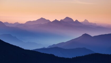 Fototapeta premium Silhouette of mountains in pastel tones as a landscape background