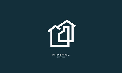 A line art icon logo of a modern house or home / real estate business	
