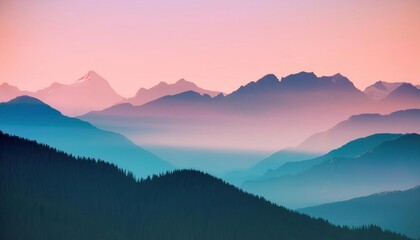 Fototapeta premium Silhouette of mountains in pastel tones as a landscape background