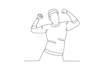 Single continuous line drawing of A man who is happy and cheerful while dancing. Dynamic single line draw design graphic vector illustration.
