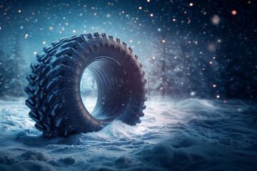 Auto auf winterlicher verschneiter Stra&szlig;e
