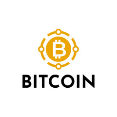 Bitcoin logo concept. Cryptocurrency logo sign. Digital money flat style vector illustration.