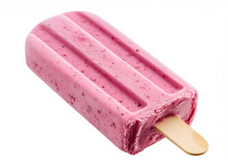 strawberry ice cream on a stick on a white background