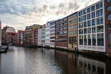Colorful houses in the Altstadt neighborhood, Hamburg, Germany