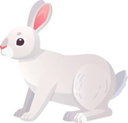 Cute white bunny. Wild nature spring mascot