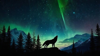 wolf howling at night