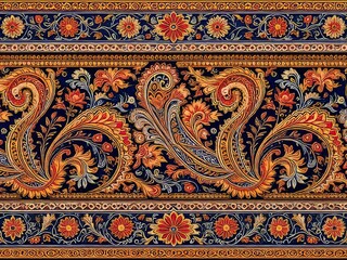 AI-crafted Indian paisley border, vibrant and intricate.