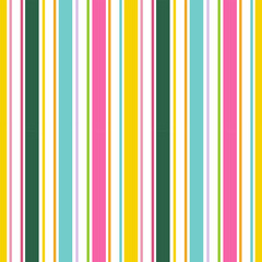 Obraz premium Bright seamless striped pattern with vibrant colors including yellow, pink, blue, and green. Perfect for festive holiday wrapping paper and cheerful designs.