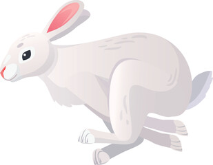 Fast running hare cartoon icon. Wild rabbit