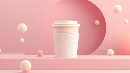 A single 3D-rendered object a coffee cup on a pastel background representing focus and the simple essentials of professional life