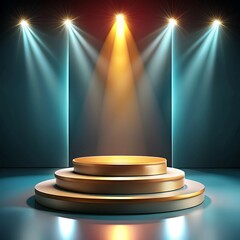 3d podium background neon light design