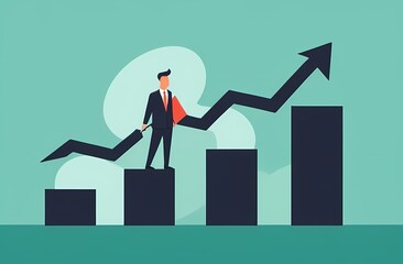 Fototapeta premium Interest rate, tax or VAT increase, loan and mortgage rate upward trend, investment profit or dividend rising up concept, businessman banker, FED or government put upward arrow