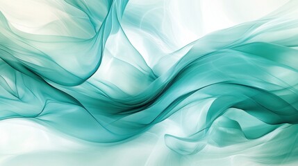 Obraz premium Flowing abstract waves of teal and white create a serene atmosphere in digital art