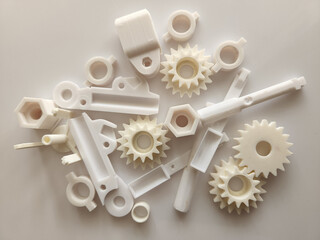 Plastic products. Plastic parts printed on a printer