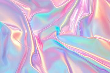 Shimmering Holographic Fabric with Rainbow Hues
